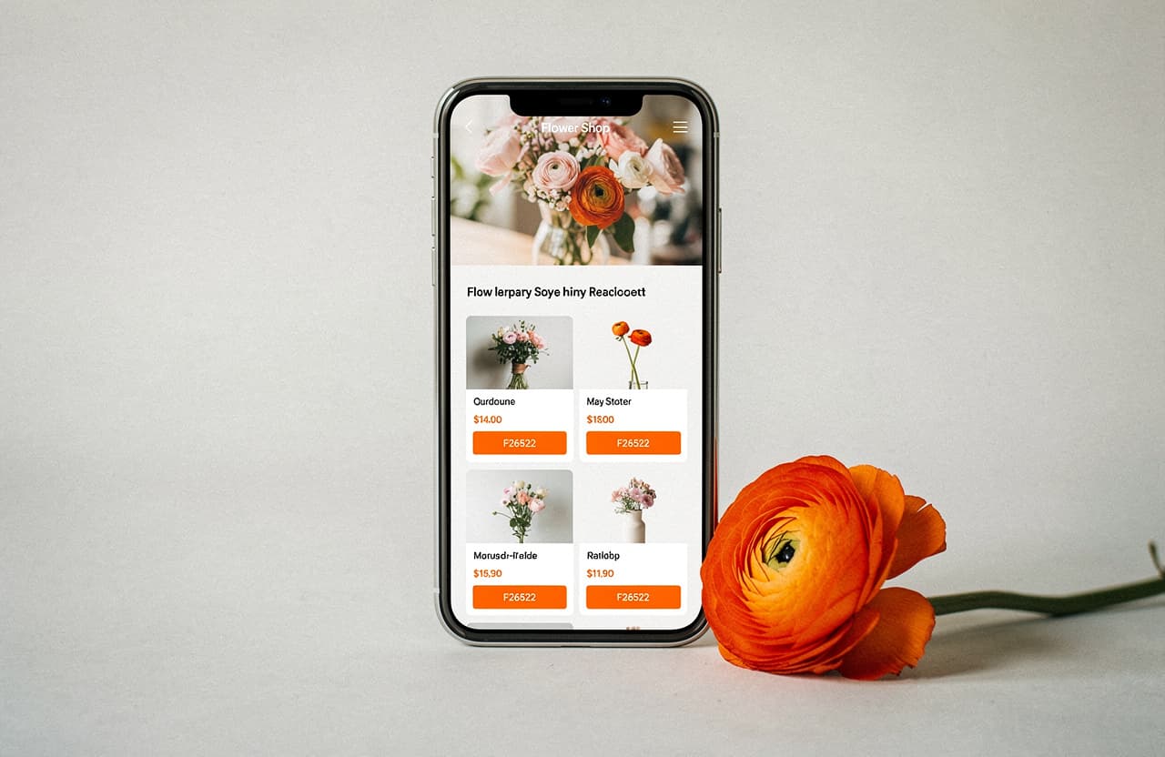 Concept e-commerce per fioraio su smartphone